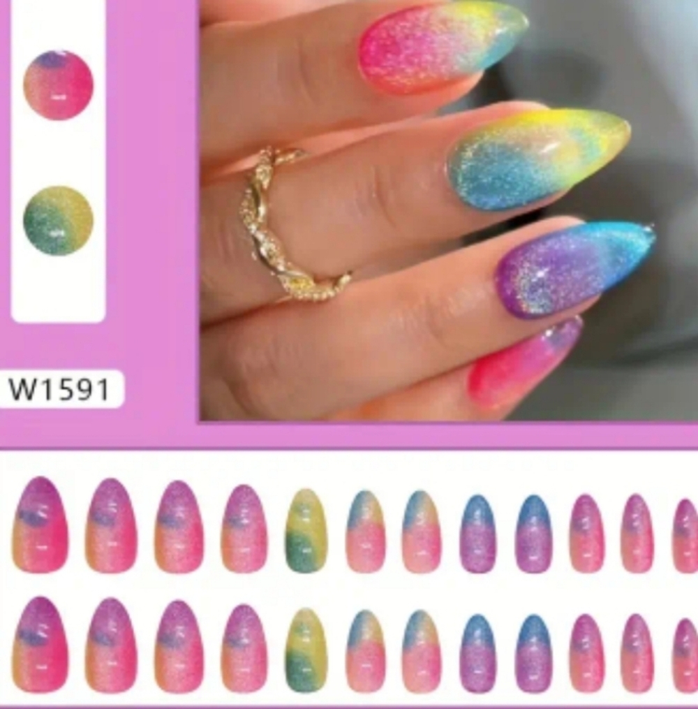 🔥3/$21 Candy color almond shape Press on nails - Picture 2 of 3